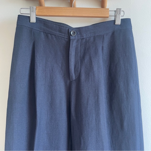 APC linen cotton trousers wide leg pants sz FR 38 US 6 navy blue pleated A.P.C. - Picture 7 of 9